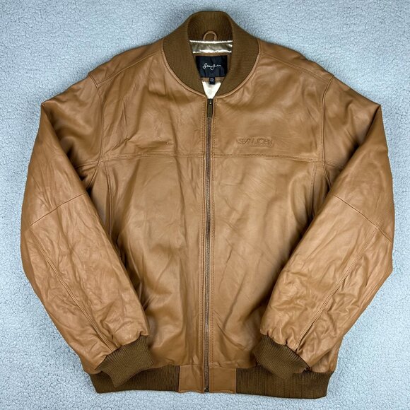 Sean John Jacket Mens 2XL XXL Brown Tan Leather Bomber Diddy G-III Vintage Y2K 5
